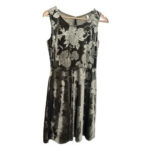 Gilli Women's Teal Floral Dress M Forest Fairy Embossed Velvet Sleeveless